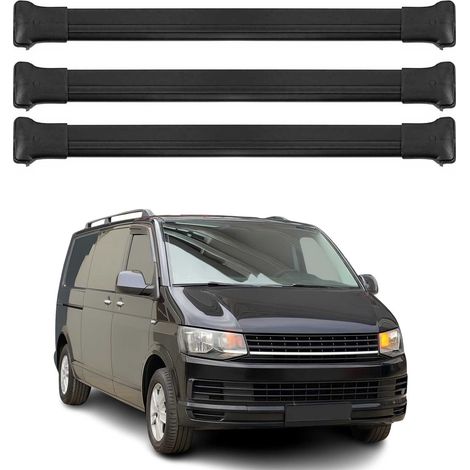 OMAC Aluminium Dachträger Querträger für VW T6 T6.1 Transporter Multivan Caravelle 2015-2024 – Max. 75 kg – 3 Stangen Schwarz (1/5)