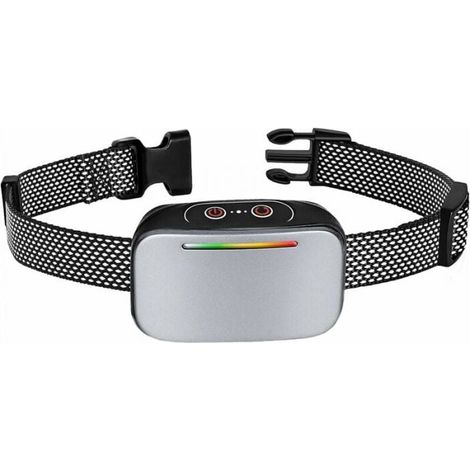 Automatisches Anti-Bell-Halsband Silber für Hunde, intelligente Anti-Bell-Kontrolle, wiederaufladbar, statischer Schock, Vibrations- und Tonmodus, IP67 wasserdicht, LED-Anzeige FLITI (1/4)