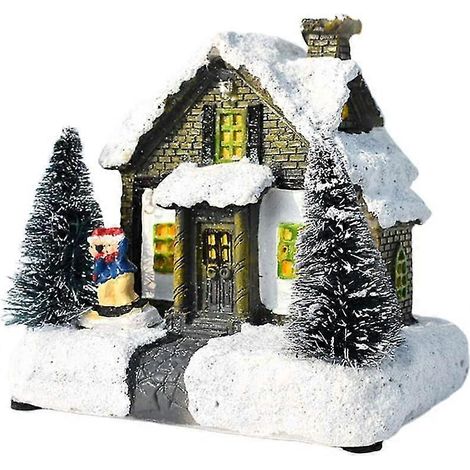 Lumières Led d'intérieur de Noël, décoration de maison en bois en résine (b, style) (1/4)