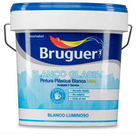 Pintura plástica vinílica interior blanco glaciar mate, 4 l