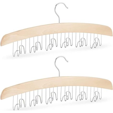 Rack de Cravate en Bois - - Support de Ceinture - avec Crochet Rotatif 360 ° et 12 crochets - 2pcs (1/4)