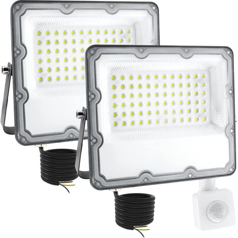 60W Projecteur LED Détecteur de Mouvement Exterieur 2 Pièce, IP66 Étanche Spot LED Avec Détecteur 6500K Blanc Froid Eclairage Exterieur de Sécurité pour Cour, Garage, Terrasse (1/5)