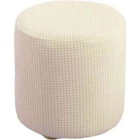 Housse de Pouf Ottomane Carrée/Rond Extensible, Housses de Repose-Pieds en Jacquard Doux pour protéger Le Repose-Pieds, Housse de Pouf avec Fond élastique ( Color : blanc laiteux, Size : 30x30cm ) (1/4)