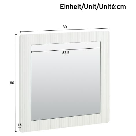 Ensemble de tableaux et de miroirs modernes en blanc – Élégante combinaison de commode à 6 tiroirs avec accents dorés et miroir mural carré 80x80 cm – Parfait pour couloir, Chambre et salon