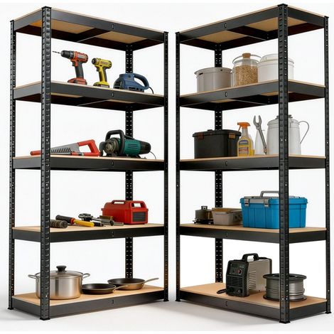 Scaffalatura di base, set da 2 a 8 180 x 90 x 40 cm Grigio 2 Scaffalatura in metallo per carichi pesanti con ripiani Scaffalatura per carichi pesanti (1/2)