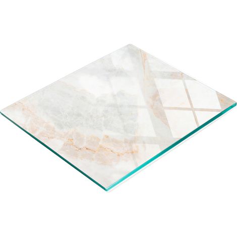 Planche de service de cuisine en verre trempé avec motif marbre 60x52 cm (1/5)