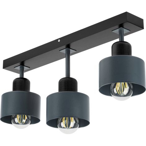 Lámpara de techo negra de madera y metal de estilo escandinavo, 3xE27, iluminación LED moderna para salón, cocina, dormitorio, habitación infantil, loft. (1/5)