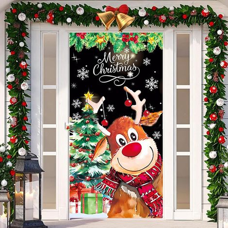 Couverture de porte de Noël, bannière porte Noël 90200cm (1/5)