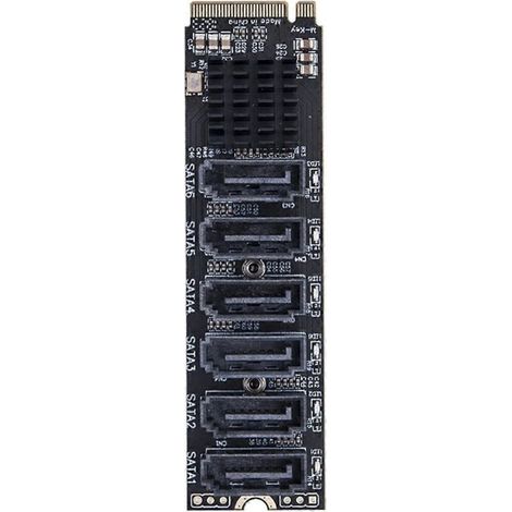Adaptateur M.2 vers SATA, 6 ports NVME vers SATA3.0, carte d'extension M.2 PCI-E à clé M. (1/5)