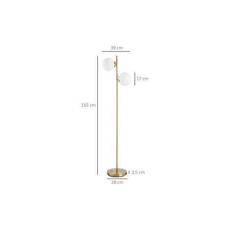 Lampadaire moderne doré et blanc en acier et verre avec abat-jour en verre et hauteur de 165 cm pour salon et chambre (1/5)
