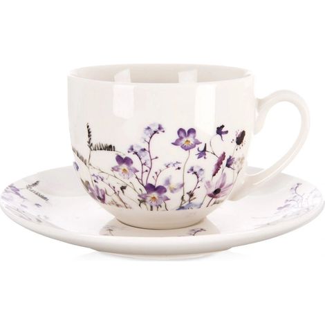 Porcelain Cup and Saucer, 260 ml, Wildflower Design (1/4)