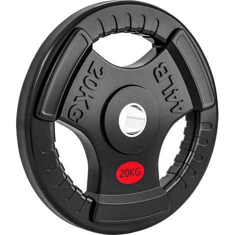 SPORTNOW 20kg Olympic Weight Plate, Weight Plate Disc with Tri-Grips