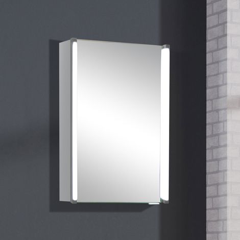 FACKELMANN Spiegelschrank LED-LINE / Badschrank mit Soft-Close / Maße (B x H x T): ca. 42,5 x 67 x 16,5 cm / Schrank mit Spiegel und LED-Beleuchtung / 1 Tür / Türanschlag frei wählbar / Korpus: Weiß"- (1/5)
