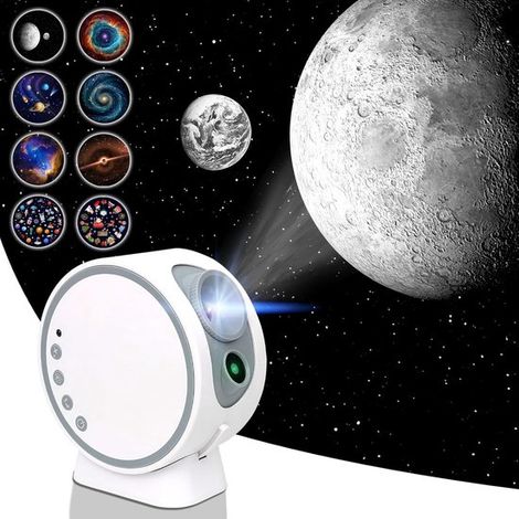 Proiettore di cielo stellato, lampada planetario per camera da letto, bambini, adulti, soffitto, 8 dischi HD e proiettore di luce notturna (1/4)