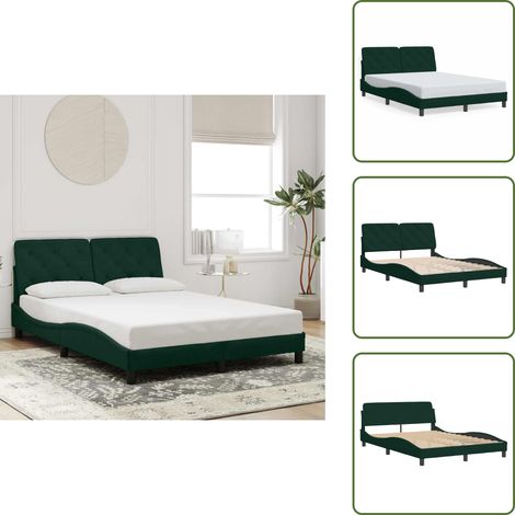 Letto in velluto - vidaXL Giroletto senza Materasso Verde Scuro 140x190 cm in Velluto - Letto con testiera in velluto