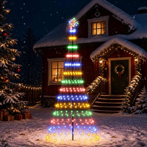 vidaXL Albero di Natale LED 250 cm 290 LED Multicolore Ferro Nero (1/5)