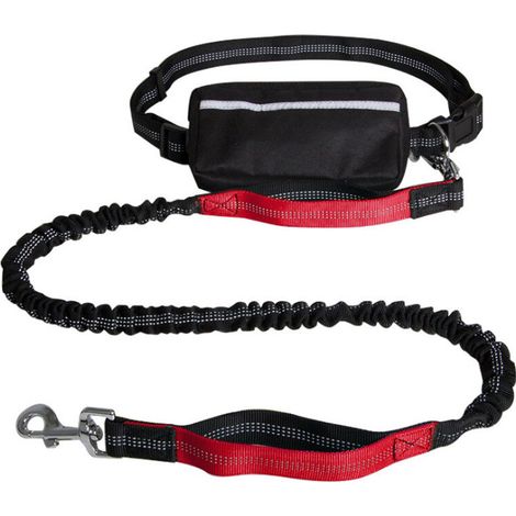 SHINING HOUSE Laisse Chien pour Courir Laisse Mains Libres Chien Kit de Laisse de Chien Courir Laisse pour Chien Ceinture Laisse Anti Traction avec Sac Ceinture Poignée Couture(Rouge) (1/5)