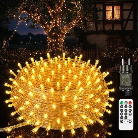 25 m Outdoor Fairy Lights, 200 LED IP44 Waterproof – Warm White Guinguette String Lights with Remote Control and Timer, 8 Lighting Modes for Garden, Patio, Wedding, Home (1/5)