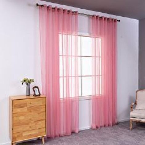 Dos cortinas semitransparentes perforadas, ligeras y transpirables, ideales para decorar dormitorios, salones, etc., de 140 x 230 cm, de caucho rojo. (1/5)