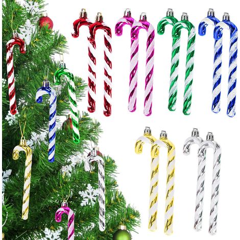 Decoration Noel 12 Décorations Suspendues en Canne à Sucre pour La Maison, La Décoration Intérieure Et Extérieure, Cadeaux de Noël (Multicolores) (1/5)