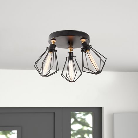 Deckenlampe Runde schwarzgoldene Metallpalisade