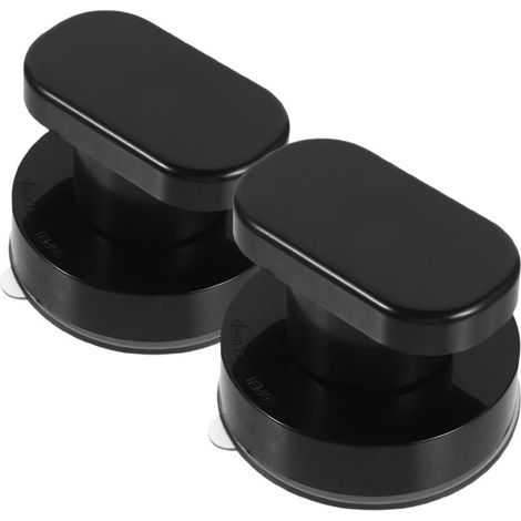 Set of 2 small black suction cup handles, no drilling required, non-slip wall tile handle for the elderly, secure grip for bathrooms, glass doors and drawers (1/5)