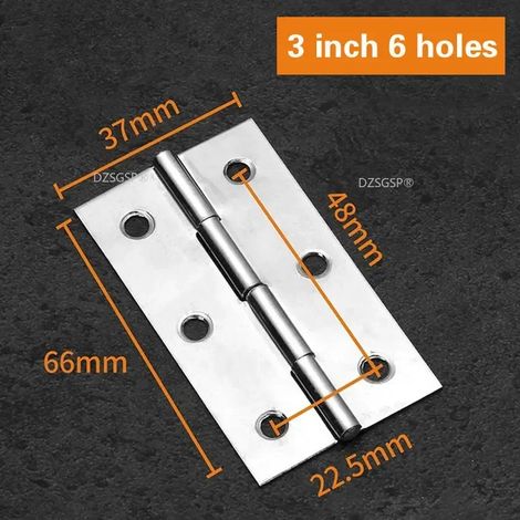 (7,6 cm, 6 trous) Accessoires Charnière plate en acier inoxydable 304, épaisse et de haute qualité, pour porte, 2 pièces, 1/1,5/2/2,5/3/4 pouces, quincaillerie pour meubles (1/5)