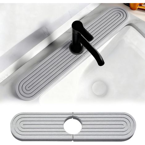 1 Tapis Evier Diatomite 45x10cm, Absorbant Anti-éclaboussures, Pliable Pour Cuisine Salle De Bain, Gris Moyen (1/5)