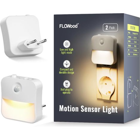 2 portalámparas de noche con sensor de movimiento, luz de noche para niños, 3 niveles de brillo ajustables, portalámparas LED para dormitorio (1/5)