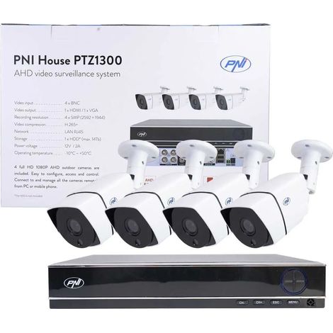 Kit videosorveglianza PNI ptz1300 4 telecamere Full HD (1/3)