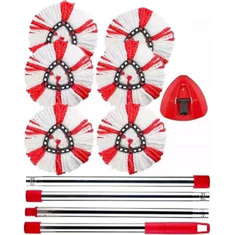 6 pièces Turbo Rotating Mop Parts Replacement Heads - Cleaning Mop Head for EasyWring&Clean (1/5)