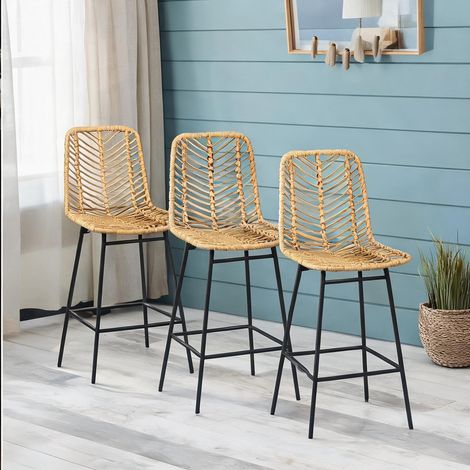 Tabouret de bar jaune en acier PE 52 x 42,5 x 102 cm (1/5)