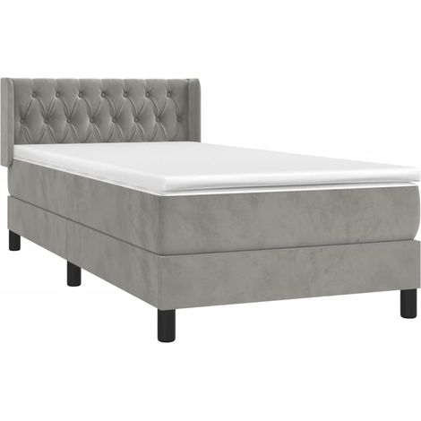 Giroletto a Molle con Materasso Grigio Chiaro 100x200cm Velluto vidaXL (1/5)