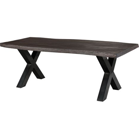 FREEFORM 5 tavolo da pranzo in legno di mango - verniciato grigio / gambe in ferro X antracite lucido 240x100
