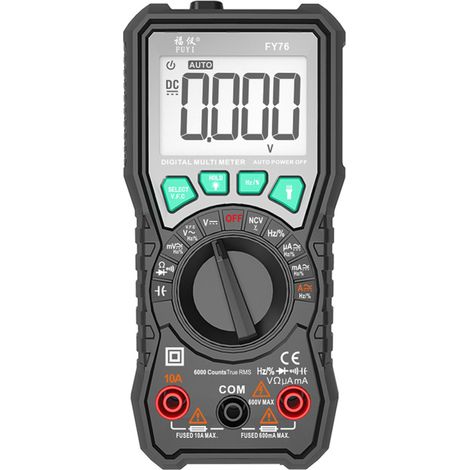KISTO FY76 True RMS 6000-Count Digitalmultimeter für Wechsel- und Gleichstrom.