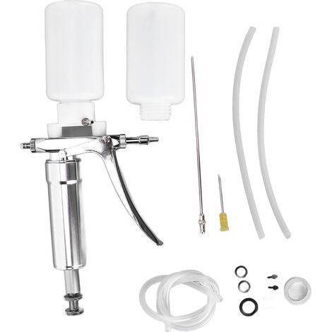 Seringue vétérinaire 2ml réglable pour porcs, bovins, ovins avec support bouteille (1/5)