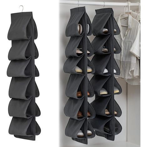 Porte-chaussures à suspendre, avec 24 poches, organisateur de chaussures au-dessus de la porte, 2 avec crochets, économiseur d'espace de suspension de rangement de chaussures, organisateur de rangemen (1/5)