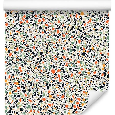 Papier peint terrazzo gris clair, gris, beige et crème 50 x 1000 cm (1/5)