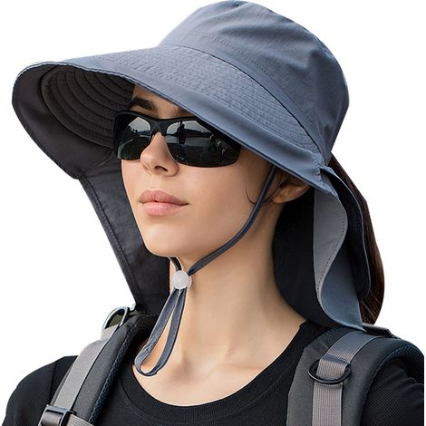 Chapeau De Soleil À Bord Large Avec Rabat Cou - Protection Uv Respirant Pour Jardinage Randonnée Pêche - Unisexe (1/5)