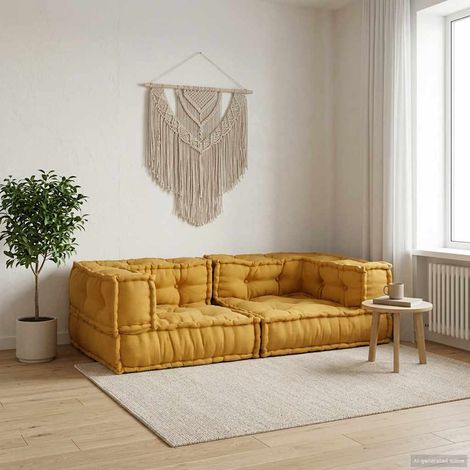 vidaXL Canapé modulable 2 places jaune 140x70x36 cm en tissu