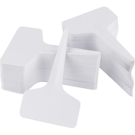 100 Pièces étiquettes de Plantes Durables étiquettes marqueurs T-Type imperméable marqueurs T Tag Plante - Premium Nursery Garden étiquettes - Eco Friendly - Blanc grisâtre (6 x 10cm) (1/5)