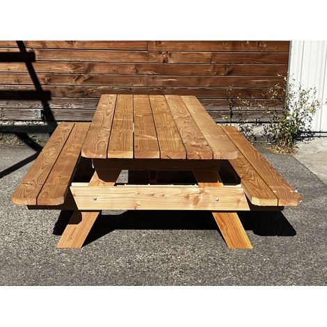 Table de jardin en bois douglas naturel 3m – 6 places – Épaisseur 45mm – Fabrication française – Bois PEFC durable – Jardinatoire (1/4)