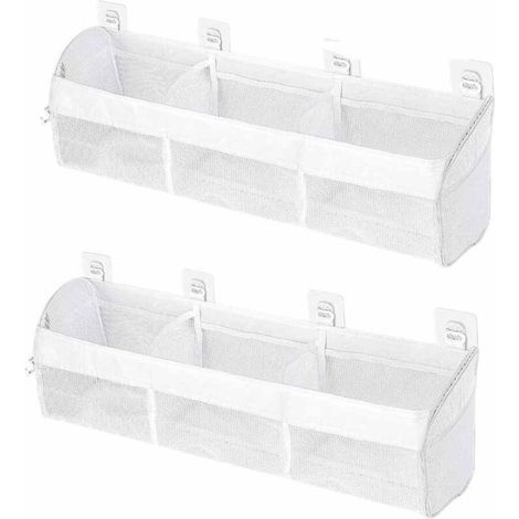 2PCSSac de rangement pour jouets de bain, blanc, adapté aux baignoires et salles de bain. Sac à trois compartiments