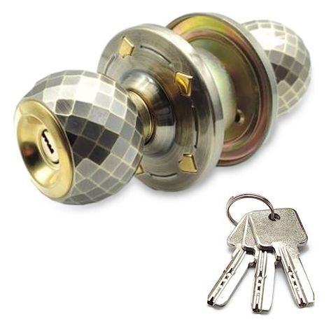 Zoternen Bouton de porte en alliage d'aluminium, serrure à bille robuste, finition miroir, avec 3 clés, pour chambre, salle de bain, salle de classe, débarras, poignée d'entrée en bois facile à instal (1/5)