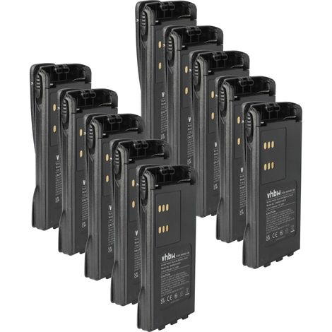 vhbw 10x Batterie remplacement pour Motorola HMNN4151, HMNN4154, HNN4001, HNN4003, HMNN4158, HMNN4159 pour radio talkie-walkie (2100mAh, 7,2V, NiMH)