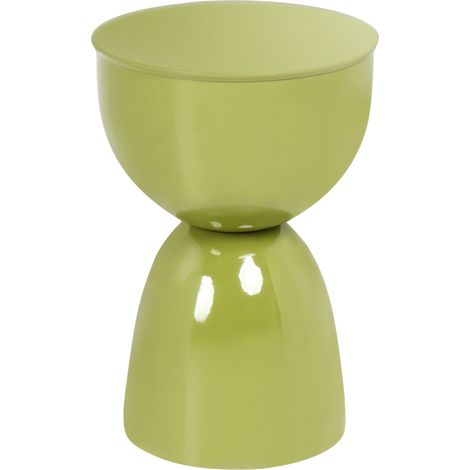 Mesa auxiliar elegante redonda de hierro pintada para interiores peana verde oliva Canyon