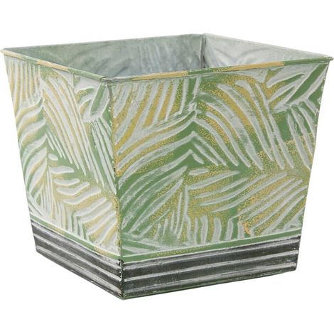 Vaschetta quadrata in latta foglie, 20,5x20,5H18 cm (kit da 5) (1/2)