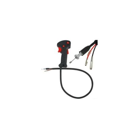 Interruttore per impugnatura decespugliatore – plastica nera da 19 mm con cavo di rilascio dell'acceleratore, lungo 80 cm, compatibile con GAZELA, OLEMAK, MARCHPOWER e altri - Crezuo