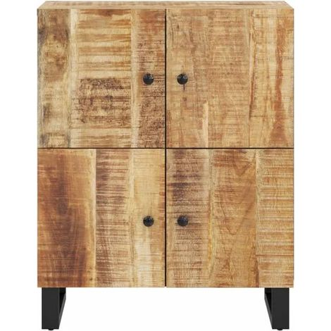 Buffet de Cuisine en Bois Massif de Manguier, Meuble Rangement 4 Portes, Dimensions 60x33x75 cm, Design Moderne pour Salle à Manger et Salon (1/5)