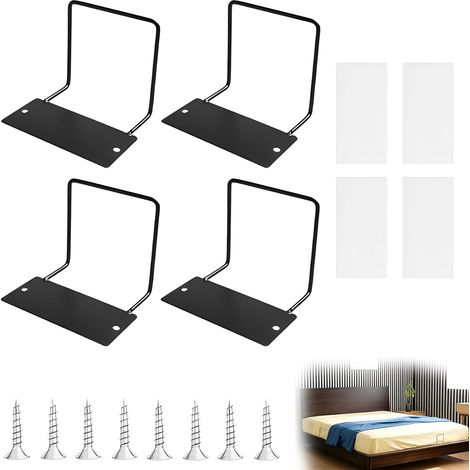 Support De Matelas - Lot De 4 - Fer Noir - Antidérapant - Pour Lit Et Canapé - Avec Vis Et Adhésif (1/5)